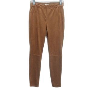 Max Studio Pants Small Brown Faux Suede Leggings Ankle Length Casual Soft